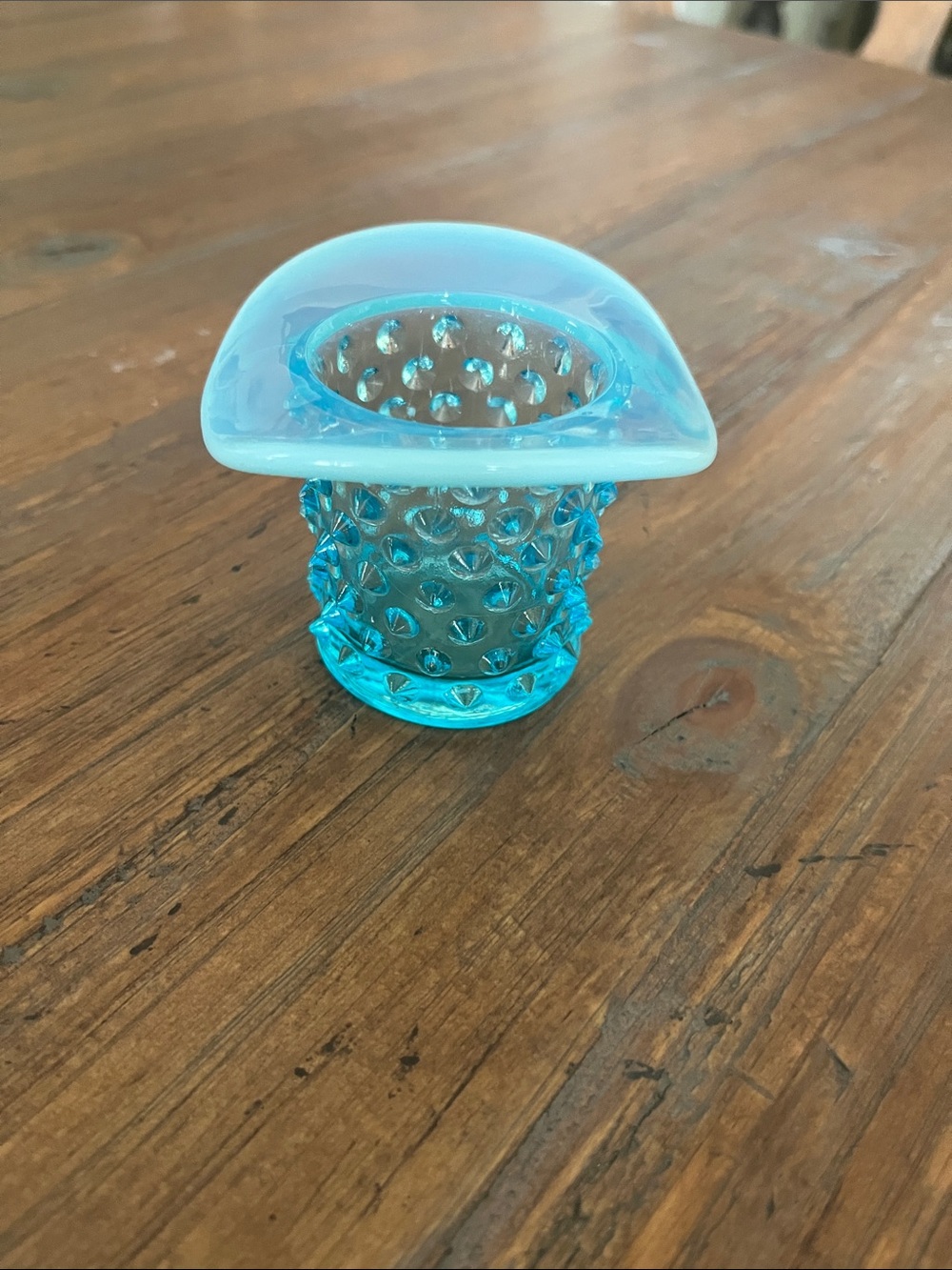 Vintage Blue Hobnail Glass Toothpick Holder